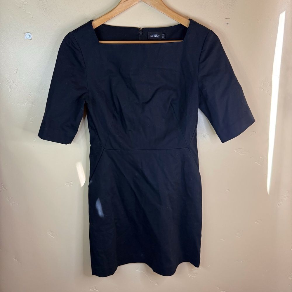 Kate Spade Saturday Black Half Sleeve A-Line Knee Length Dress Size 2 Formal